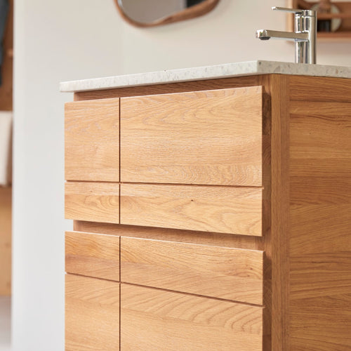 Tikamoon Badkamermeubel van eikenhout en terrazzo premium moon 60 Easy - Naturel