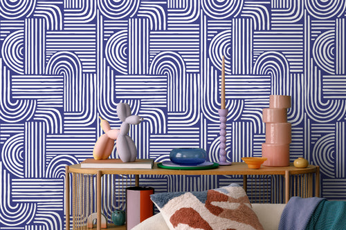 ESTAhome behang grafisch 3D motief donkerblauw - 50 x 900 cm - 131580 - vtwonen shop