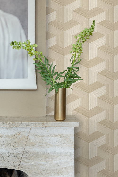 Origin Wallcoverings behang grafisch 3D motief beige - 53 cm x 10.05 m - 347949