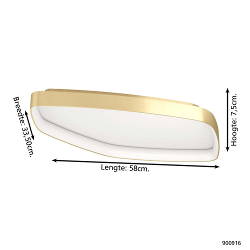 EGLO plafondlamp Vallerosa - led - 58 cm - goud/wit - dimbaar - staal