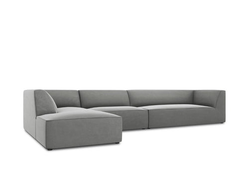 Micadoni linker hoekbank Ruby 5-zits, flueel, grijs - 180x366x69cm
