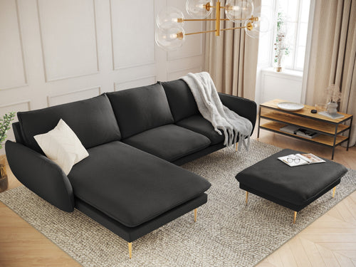 Cosmopolitan Design linker hoekbank Vienna 5-zits, boucle, zwart - 170x255x95cm