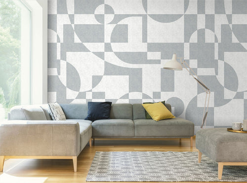 Sanders & Sanders fotobehang geometrische vormen lichtblauw - 318 x 280 cm - 640874