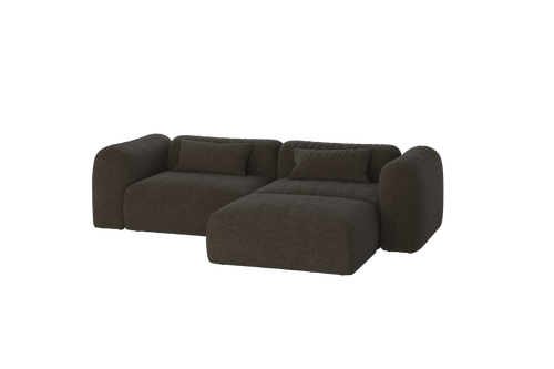 noo.ma Yaro 3-zits hoekbank, Chocolate Brown Bouclé, zacht zitcomfort, 263x169,5x69 cm