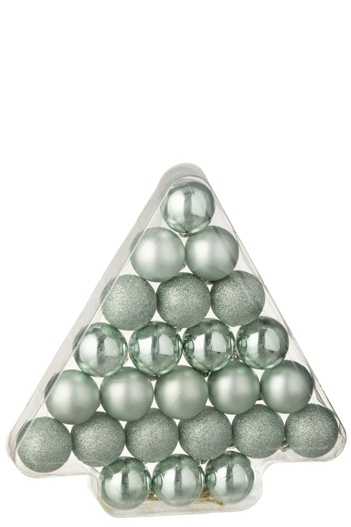 J-Line kerstbal - kunststof - muntgroen - doos van 24