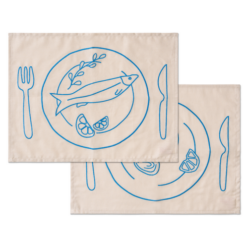 Kulu Club placemats - vis borden - linnenmix - set van 2 - vtwonen shop