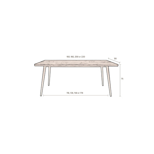 Dutchbone Alagon Eettafel 180X90 cm Hout - Bruin - vtwonen shop