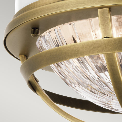 Elstead Kichler Tollis Bowl Semi Flush Plafondlamp Natuurlijk Messing & Wit