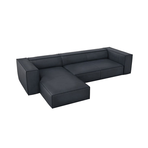 Cosmopolitan Design - Linker hoekbank Turin 5-zits, echt leer blauw - 173x290x68cm