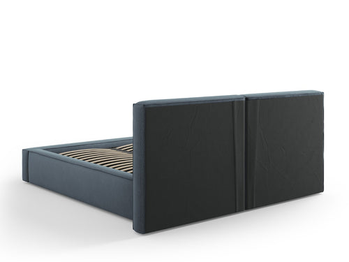 Cosmopolitan Design Opbergbed met dubbel hoofdbord Arendal 160x200cm, structurele stof, blauw - 228x214x97.5cm