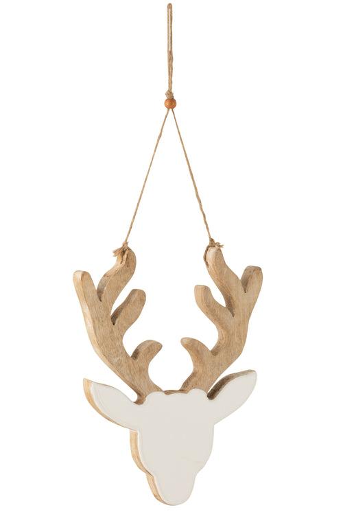 J-Line kersthanger Rendier - hout - wit - large - 2 stuks - vtwonen shop