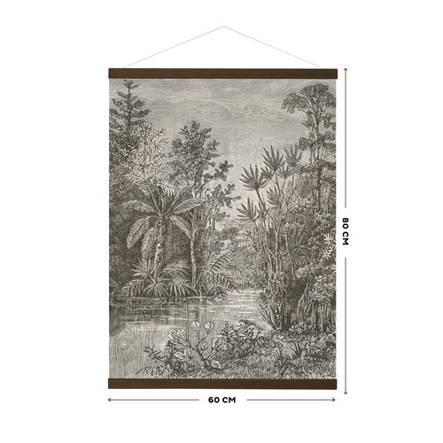 Art for the Home Hangende Poster Linnen - Jungle Landschap Sepia - 80x60cm - vtwonen shop