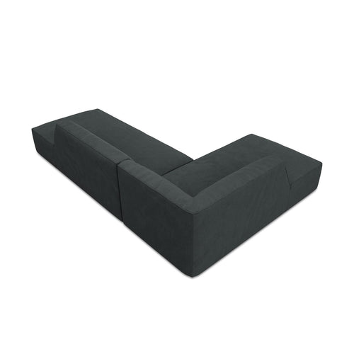 Cosmopolitan Design - Modulaire hoekbank links Siena 4-zits, ribfluwelen zwart - 180x273x69cm