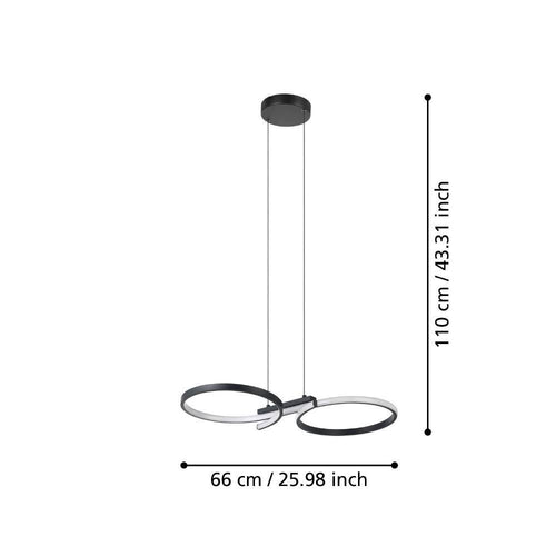 EGLO hanglamp Serpins - led - 66 cm - zwart/wit - vtwonen shop