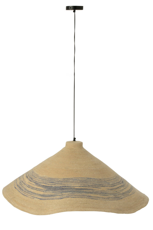J-Line hanglamp Gestreept - zeegras - naturel/blauw