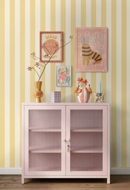ESTAhome behang strepen geel en beige - 0.53 x 10.05 m - 132124