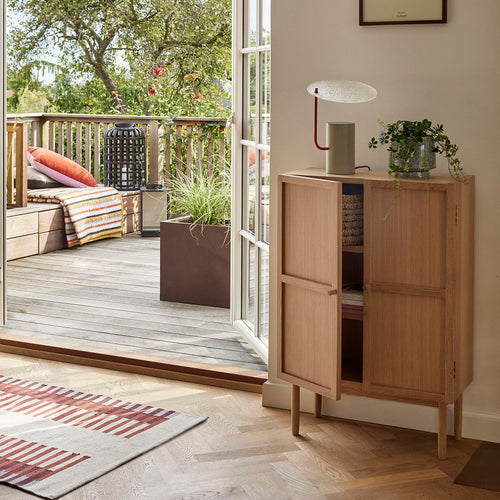 Hübsch lantaarns Grid - bamboe/glas - ø35xh54, ø41xh58cm - vtwonen shop