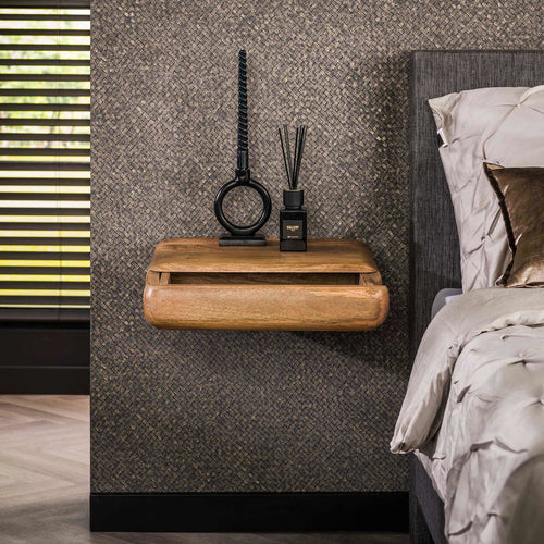 Giga Meubel Nachtkastje Sleek - Naturel Hout - 45x35x13cm