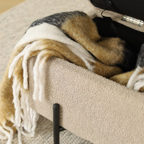 Nolon Jente bankje met opbergruimte bouclé beige