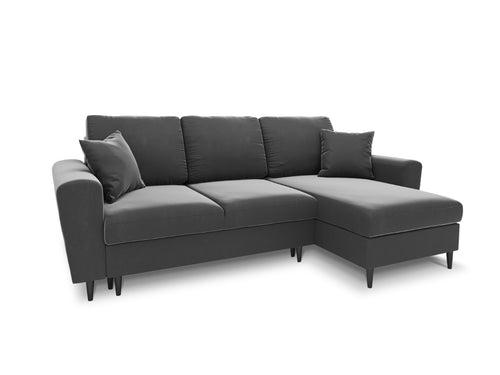 Cosmopolitan Design Omkeerbare converteerbare hoekbank met opbergdoos Kyoto 4-zits, flueel lichtgrijs - 145x241x88cm