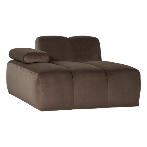 WOOOD chaise longue bank links Mojo - Velvet - Bruin - 74x124x162