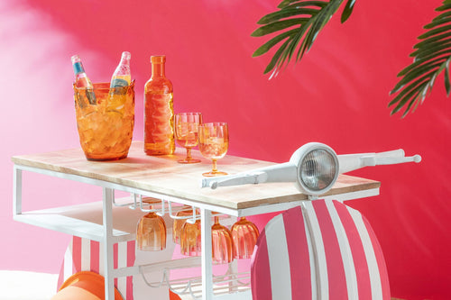 J-Line decoratie Fles Gehamerd - kunststof - oranje - giftbox