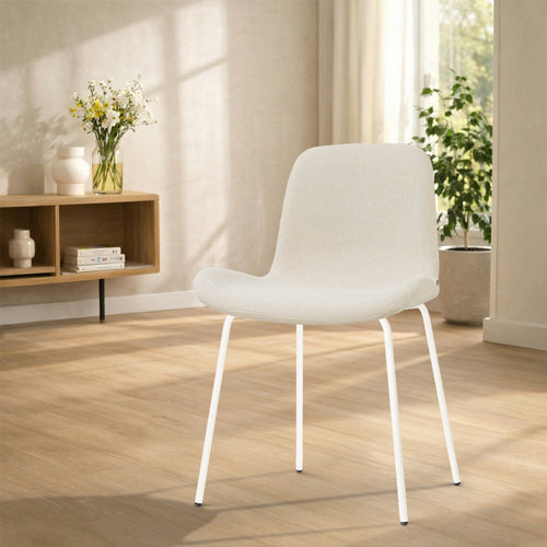 Nolon Nora-Fé Eetkamerstoel Cottonbeige - Wit Onderstel