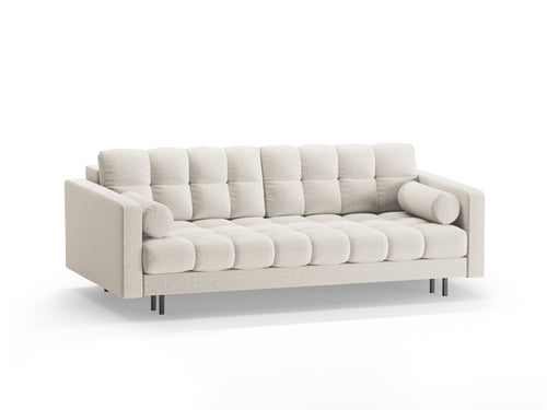 Cosmopolitan Design Slaapbank met opbergdoos Bali 3-zits, structurele stof lichtbeige - 84x222x105cm