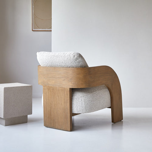 Tikamoon Fauteuil in massief mindihout en ecru stof - Beige - vtwonen shop