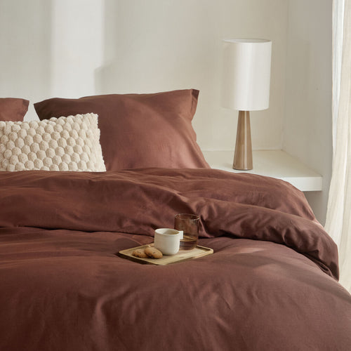 Walra - Dekbedovertrek Vintage Satin - 140x220 cm - Bruin