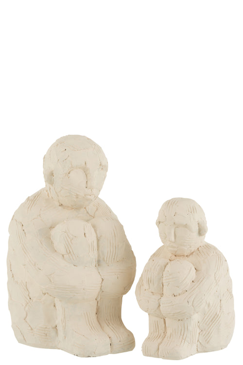 J-Line decoratie Figuur Zittend - cement - wit - large