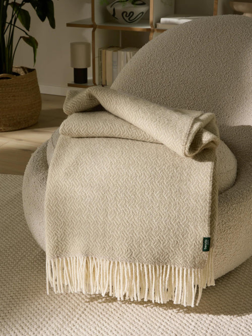 benuta wollen deken Bianca - beige - 130x180 cm