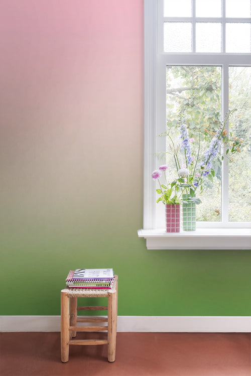 ESTAhome fotobehang dip dye motief groen en roze - 2 x 2.79 m - 159551