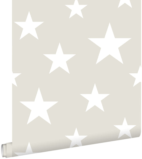 ESTAhome behang grote en kleine sterren lichtgrijs en wit - 53 cm x 10.05 m - 128866