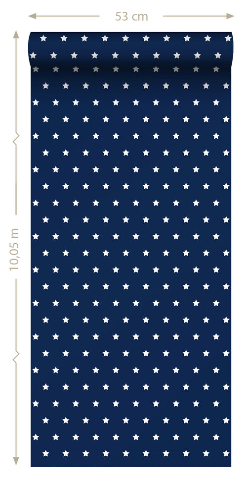 Sanders & Sanders behang sterren marine blauw - 53 cm x 10,05 m - 935225 - vtwonen shop