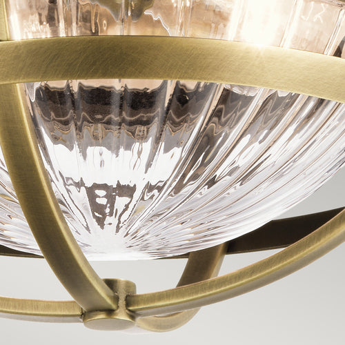Elstead Kichler Tollis Bowl Semi Flush Plafondlamp Natuurlijk Messing & Wit