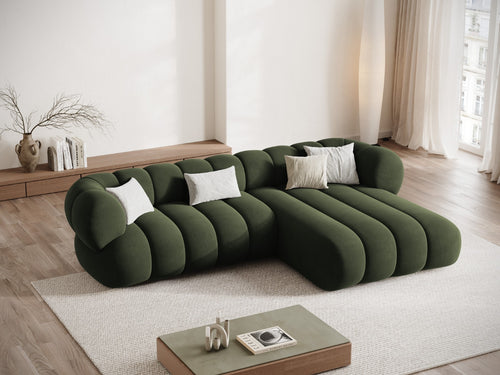 Cosmopolitan Design rechter hoekbank Koge 5-zits, flueel groente - 165x270x70cm
