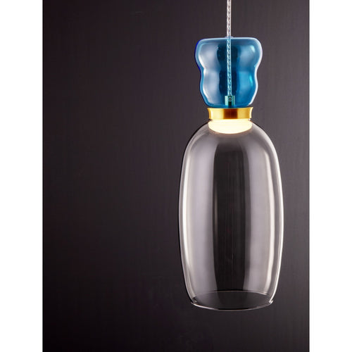Nova Luce PLUMA Slanke hanglamp voor aan het plafond, glanzend lichtblauw, rookgrijs, goudkleurig, LED 5W 450lm 3000K