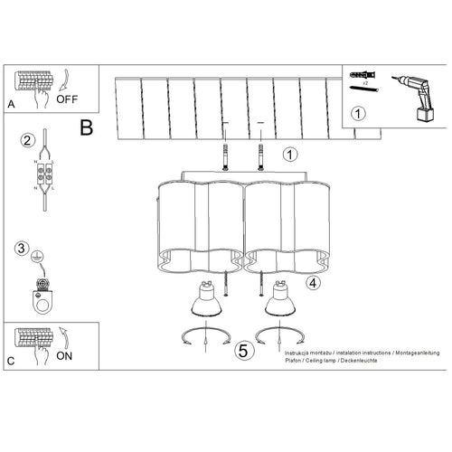 Sollux Lighting Plafondlamp OVIO 2 bruin GU10 - 24,5x12x12cm