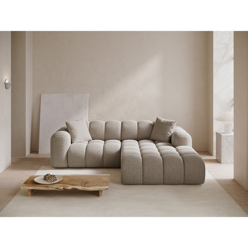 Cosmopolitan Design - Rechter hoekbank Treno 3-zits, chenille donkerbeige - 184x240x70cm