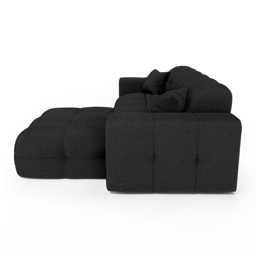 Premium Interiors - Rechthoekige hoekbank COCOON - bouclé-stof donker antraciet 230cm