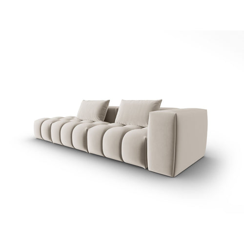 Cosmopolitan Design - Linker modulaire bank Verona 4-zits, flueel ecru - 85x265x70cm
