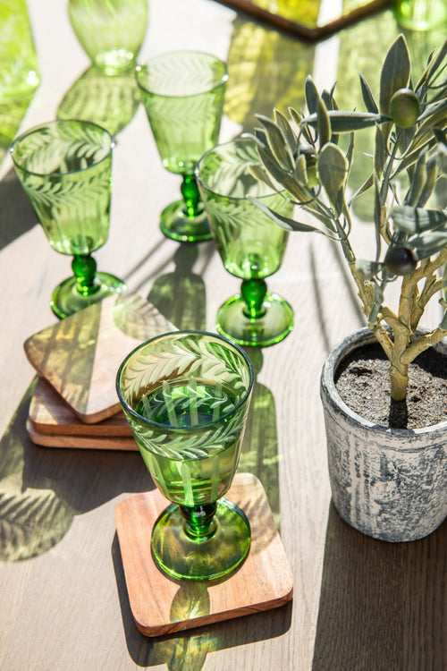 J-Line onderzetter Vierkant Acacia - hout - naturel - 4 stuks