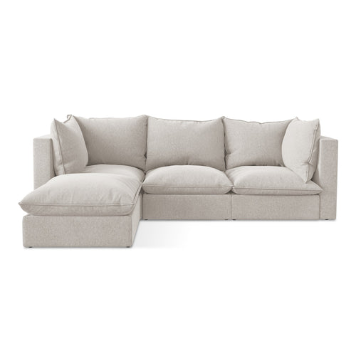 LaMiaSofa hoekbank links Ravenna - velours - lichtbeige - 255x165x77