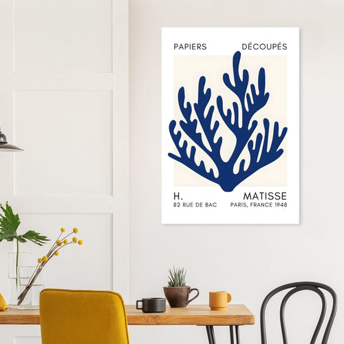 Artfulprints  Matisse – Coral harmony navy blue II   poster A4 21x29.7 cm