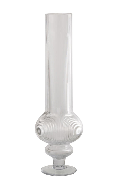J-Line vaas Ada Geribbeld - glas - transparant - large