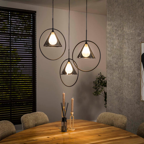Giga Meubel Hanglamp Ring - Grijs Glas - 3-Lichts - 45x45x180cm - vtwonen shop