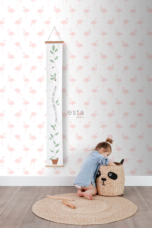 ESTAhome behang flamingo's licht roze en wit - 53 cm x 10.05 m - 138918