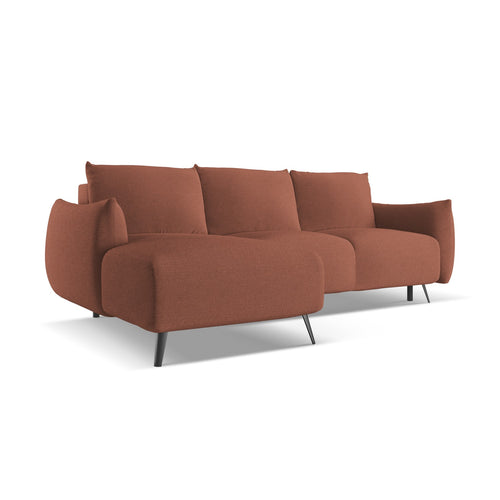 LaMiaSofa hoekbank links Genova - chenille stof - gedempt roze - 242x162x86