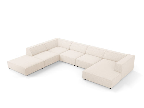 Cosmopolitan Design Panoramische hoekbank links Arendal 7-zits, chenille, lichtbeige - 262x364x70cm